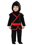 Fun Costumes Ninja Warrior Costume for Babies - Hooded Jumpsuit and Pants, Black, 12/18 Months