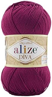 Alize Diva Silk Effect 100% Microfiber Acrylic Yarn 1 Ball skeins 100gr 383yds (326 - Purple)