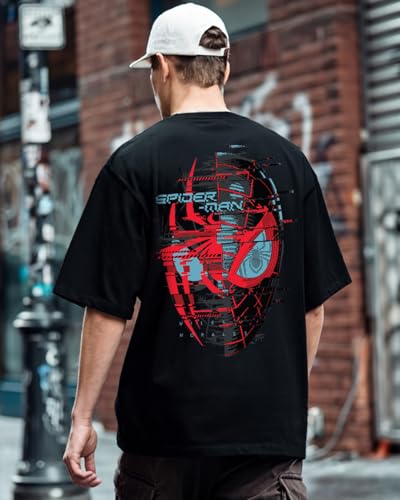 Image of Bewakoof Official Marvel Merchandise Men's 100% Cotton 220 GSM Graphic Print Oversized Fit Round Neck T-Shirt
