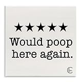 Stupell Industries 'Bathroom Rating Five Stars', Wall Plaque Art, 12 x 12 Inches, Easy to Hang and Sturdy, Made in USA, by Penny Lane Publishing