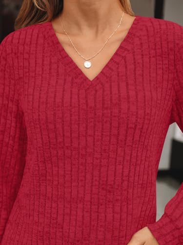 Image of AUTOMET Womens V Neck Long Sleeve Shirts Fall Tops 2026 Lightweight Sweater