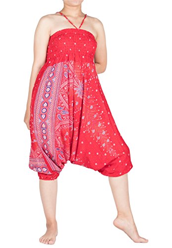 Pantalones Harem Lofbaz Jumpsuit de Pavo Real Ideal para Yoga y Playa 3