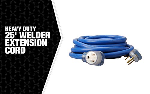 Southwire Extra Heavy Duty Extension Cord, 25Ft, 8 Gauge, 40 AMP, 250 Volt, Welding Cord, STW, Blue, 19178806 - Thumbnail 2