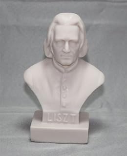 Franz Liszt Statue Bust Figurine - White Vinyl - Classic Style - Music Theme - Tabletop - 5" H x 5" W x 5" D