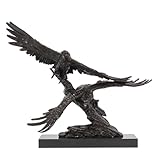 NILEEBUKER Bronze Couple Eagle Spread Wings Statue Animal Bird Sculpture Home Office Decor Large