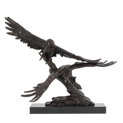 NILEEBUKER Bronze Couple Eagle Spread Wings Statue Animal Bird Sculpture Home Office Decor Large