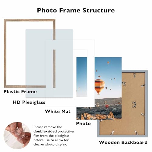Image of JCJMY 11.7x16.5 A3 Picture Frame Rustic Brown with 8.3x11.7 A4 Mat, Display Photo 8.3x11.7 with Mat or 11.7 x 16.5 Without Mat, Wall Hanging Large Frame with Plexiglass, Rustic Brown