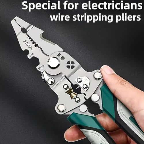 Image of Foldable Wire Stripper Pliers with Cutting & Crimping Function, Multi-Function Electrician Hand Tool for Wire Stripping, Cable Cutting, Crimping & Repair Work