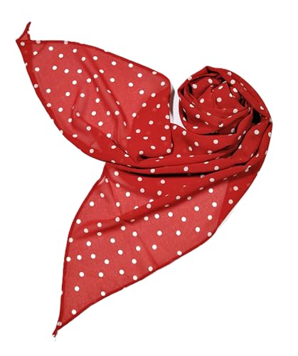 Shanlin Vintage Polka Dot Chiffon Skinny Scarf – Lightweight Retro Long Ribbon for Neck, Hair, Hat