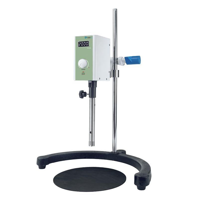 High Speed Lab Homogenizer 2000–20000rpm, Digital Disperser Emulsifier, 20–1200mL, Max 5000mPa·s (Low–Medium Viscosity Only), Auto Overload Protection，2 Dispersing Heads