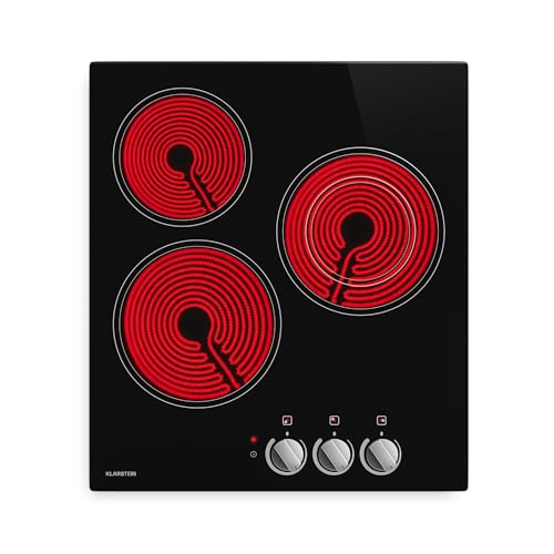 Klarstein Placa Vitroceramica 3 Fuegos - 45 cm, 4700 W, 3 Zonas con Zona Doble, Mandos Giratorios, Indicador Calor Residual, Apagado Automático & Bloqueo Infantil, Fácil Limpieza