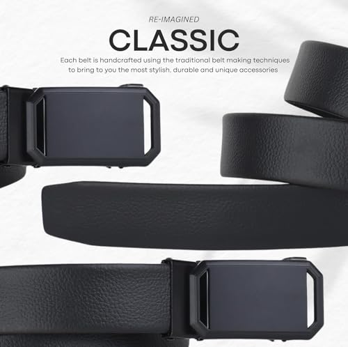 ZORO Men's Vegan Leather Belt for Men, Formal/Casual,Autolock,Black | Fit on up to 38 Inches Waist size