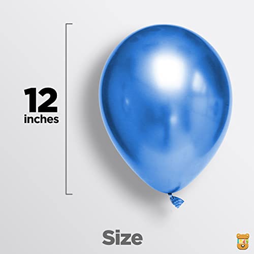 Image of ITAF 50 Pcs Blue Metallic Chrome Balloons with Shiny Surface For Birthdays /Anniversary /Engagement /Baby Shower /bachelorette Party Decorations