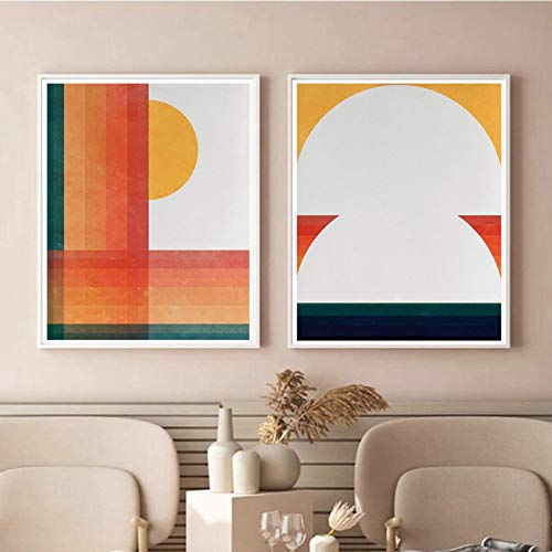 Lienzo abstracto de arte moderno con diseño bohemio elegante de 50 x 70 cm 2