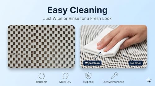 Image of Dribble (45cm X 125cm- 2Pcs Pack) Eva Shelf Liner Mat Roll, Non Slip Drawer & Cabinet Liner for Kitchen, Oilproof Washable Fridge Mat | Anti Skid Cupboard Wardrobe Multipurpose Mat (Cream) Pack of 2
