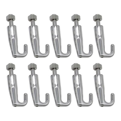 Image of Set of 10 Slide Locking Artwork Hanging Hooks Wire Rope Metal Photo Hooks Stainless Steel Picture Frame Hangers