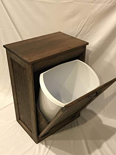 Caneca de basura de madera con apertura inclinable, acabado rústico miniatura 5
