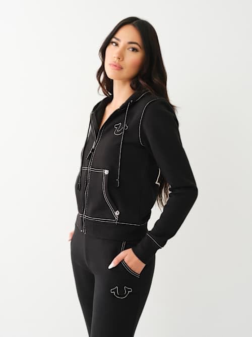 Image of True Religion womens Big T Classic Zip Up Hoody
