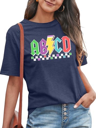 Happy First Day of School Shirt Women Teacher Life T-Shirt Back to School Teachers Appreciation Gift Tee Top