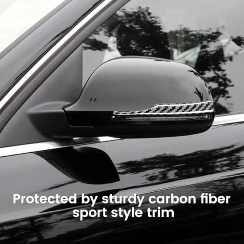 BUOKSLLY 2 PCS Aufkleber Stoßstange für Rückspiegel, 12x1.8cm, Carbon-Faser Aufkleber für Autospiegel, Stoßstange Türschutz, Universell Anwendbare Rückspiegel Streifen Abdeckung