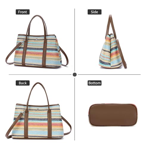 Bolso playa tejido Straw Tote para mujer verano miniatura 5
