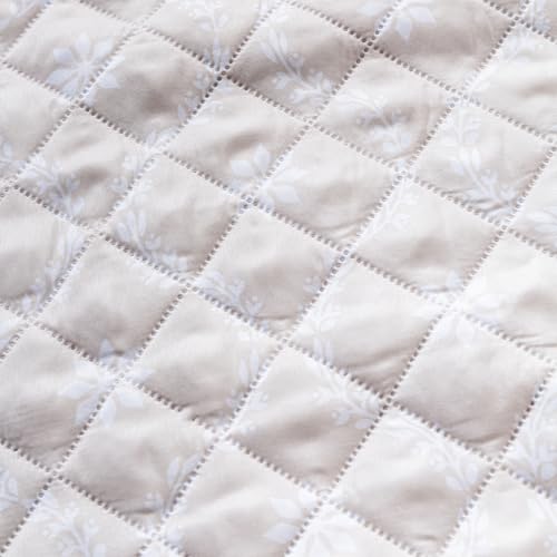 Image of House of Quirk 'Mughal Series' Printed Quilted Sofa Cover for 1 /2 /3 /4 Seater - Anti-Slip, Washable Couch Protector Slipcover (Backrest, Beige Blossom, 50x70 cm)