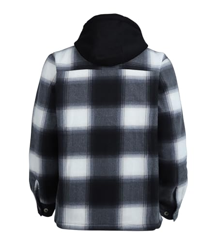 Image of LeeHanTon Mens Heavyweight Hoodies Casual Zip Up Plaid Flannel Shirt Jackets Winter Thick Berber Lined Fleece Coat