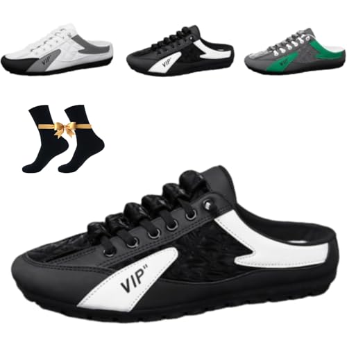 HESYSUAN Sneakers senza schienale da uomo, pantofole estive casual da uomo Pantofole sportive da uomo, scarpe da giardino, pantofole e slip-on (40EU,Black)