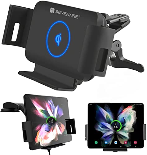 Image of SEVENAIRE S1 Wireless Charger for Car, Car Phone Holder Wireless Charger for Z Fold 6 /5 /4 /3 /2, Galaxy S Series, iPhones, Pixel Fold | 15W Fast Charging |Auto Clamping | Dash & AC Mount| Qi Certified