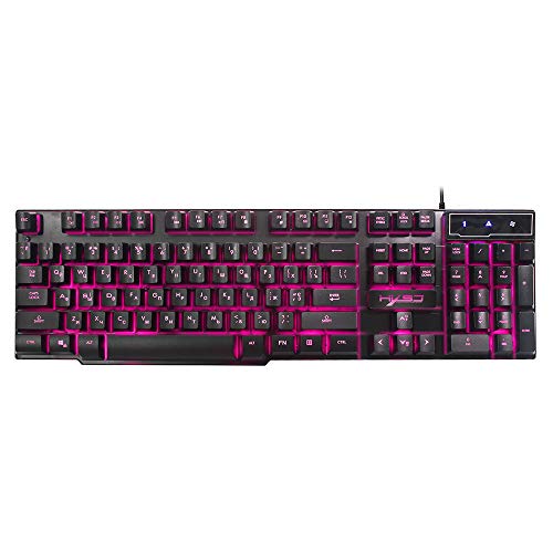 Teclado Docooler para jogos russo inglês USB 3 modos de luz de fundo teclas flutuantes com LED retro