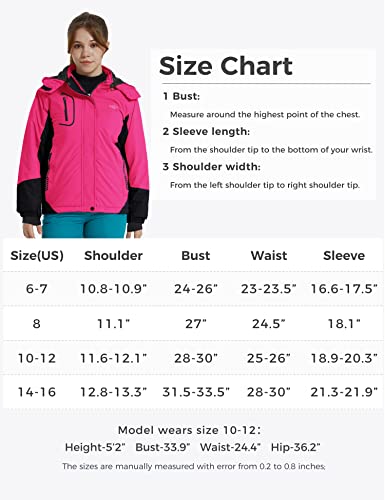 Wantdo Big Kids Girls' Water Resistant Snow Jacket Warm Skiing Jackets Winter Coat Rose Red 14-16 #TOP6