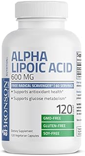 Bronson Alpha Lipoic Acid 600 MG Free Radical Scavenger Supports Antioxidant Health & Glucose Metabolism - Non-GMO, 120 Vegetarian Capsules (60 Servings)