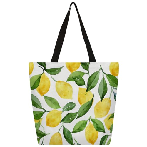 Image of Lecluit Lemon Canvas Tote Bag for Women,2468