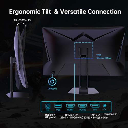 image for KTC 27 Inch QHD Gaming Monitor, 180Hz 1ms GTG Fast IPS 2K Computer Gam