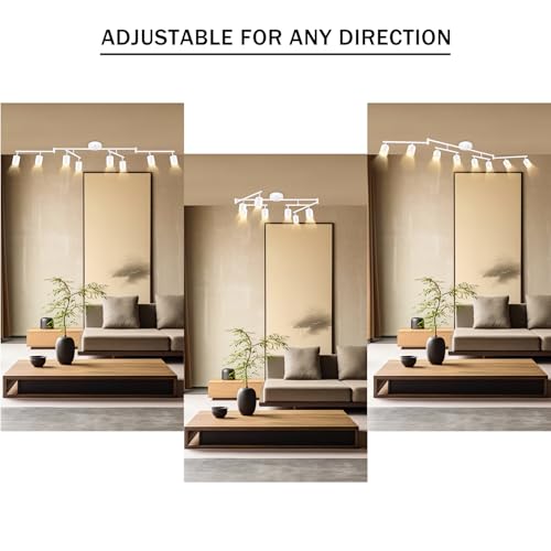 White Track Lighting Fixture Ceiling, Modern Track Light Fixtures Kitchen, 8-Light Rotatable LED Track Lights, Semi Flush Wall Sconces Lighting for Dining Room/Hallway(GU10 Socket, Bulb Not Included) by Bricosmocon - Image 7