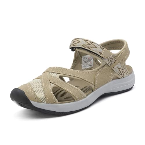 DREAM PAIRS Women's Sport Athletic Sandals Outdoor Hiking Sandals 11 Beige