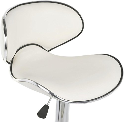 Displays2go Butaco giratorio con respaldo | Altura ajustable, reposapiés, cuero sintético, blanco, modelo BRSTLPUB1W miniatura 3