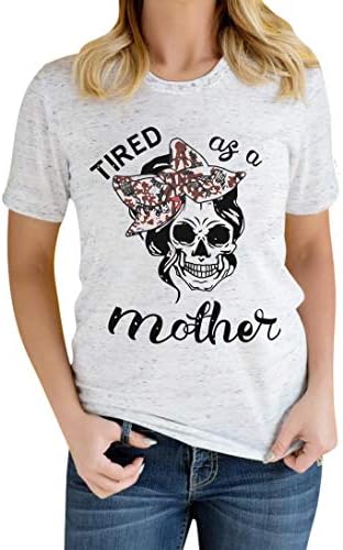 Women Mom Shirt Funny Skull Leopard 