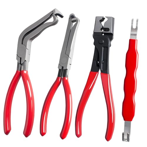 4 Pieces Electrical Disconnect Pliers for Cars, Automotive Electrical Plug Connector Disconnect Tool and Connector Separator and Hose Clamp Pliers