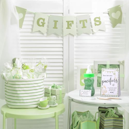 Image of Roowest 512 Pcs Baby Shower Games Guess How Many Pacifiers Sign 100 Small Guessing Games 10 HB Pencils 750ml Milk Bottle 400 Acrylic Pacifiers Decoration for Guest Gender Reveal (Green,Silly Goose)