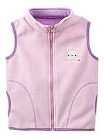 Camilife Kinder Mädchen Polar Fleece Weste Stehkragen Reißverschluss Fleeceweste Kinderweste Ärmellose Kinderjacke Süß Lieblich Cartoon Häschen Pattern Pink Herstellergr. 110