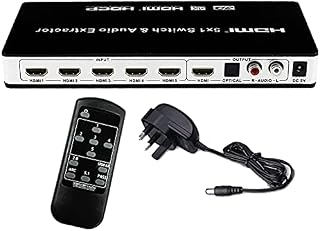 Unocho 4k hdmi switch 30Hz hdmi switcher 5 Port 5x1 Hdmi Selector Splitter hdmi Audio Extractor Supports 1080P Ultra HD 4K Full HD 3D ARC with IR Remote Control