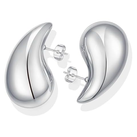 Vrsilver Silver Earrings for Women - Teardrop Earrings for Women Chunky Silver Earrings Womens Earrings Silver Hoop Earrings for Women Teardrop Earrings for Women Silver Earrings Silver Jewelry Cover