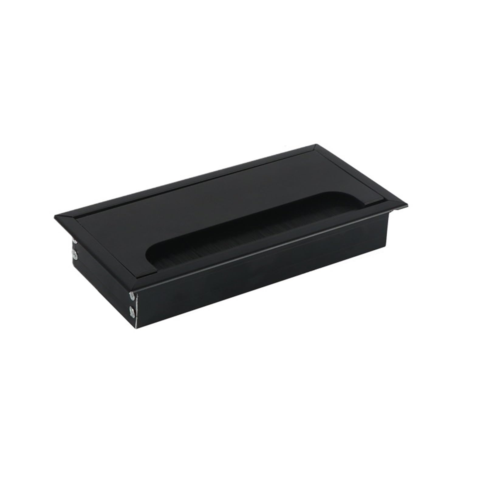 Ghhzml Black 80X160mm Cable Hole Cover 1Pcs Desk Cable Hole Cover Black Aluminum Alloy Box With Bristle Brush Computer Desktop Rectangular(Black 80X160mm)