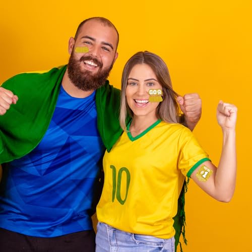 Gameza Yellow Face Glitter Eye Black Stickers, 36PCS Football Baseball Breathable Eye Stickers, Soccer Face Sticker Party Favors for Adults Lacrosse Fans, Spirit Day Accessories (Glitter, Yellow)