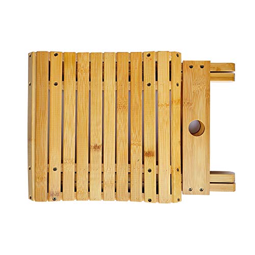 Tripdock 12 Inch High Natural Bamboo Folding Stool For Shaving/Shower/Foot Rest/Outside Fishing Chair, Fully Assembled (Natural) #TOP5