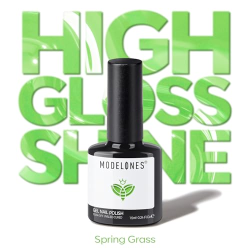 Image of modelones Green Gel Nail Polish Apple Green Gel Polish Summer Nail Poish Soak Off Pastel U V Nail Design Salon DIY Manicure 15 ML
