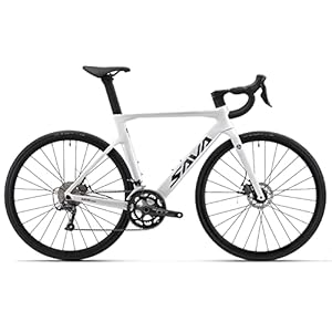 SAVADECK Carbon Disc Road Bike, Integrated Design Racing Bicycle Carbon Frame Carbon Fork with Shimano SORA R3000 Derailleur System 18 Speed Disc Brake Road Bike for Men or Women.