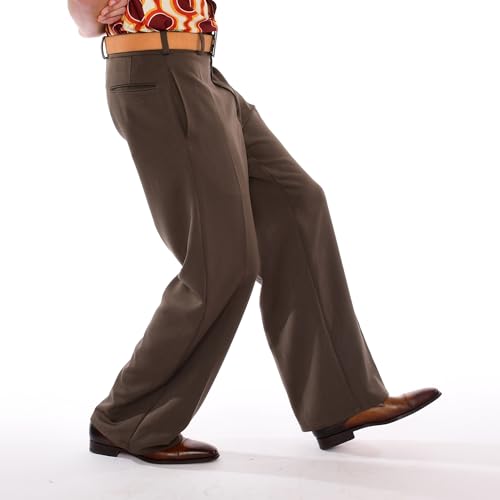 Mens 70s Light Brown Stretch Gabardine Wide Leg Pants2