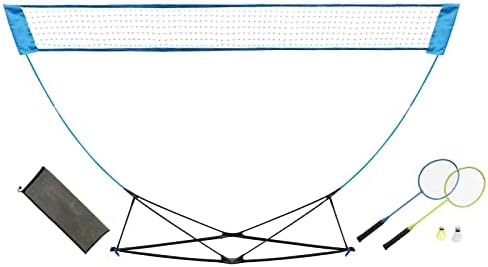 Rexco Complete Portable Badminton Set 2 Player Racket Shuttlecock Net Stand Bag Outdoor Garden Beach Travel Game Kit